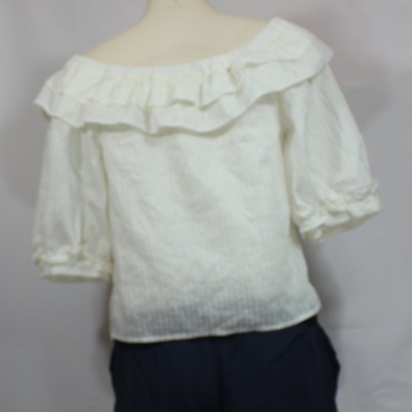 Anthropology Maeve ruffle bottom up top cream lined top size Small - Picture 6 of 9